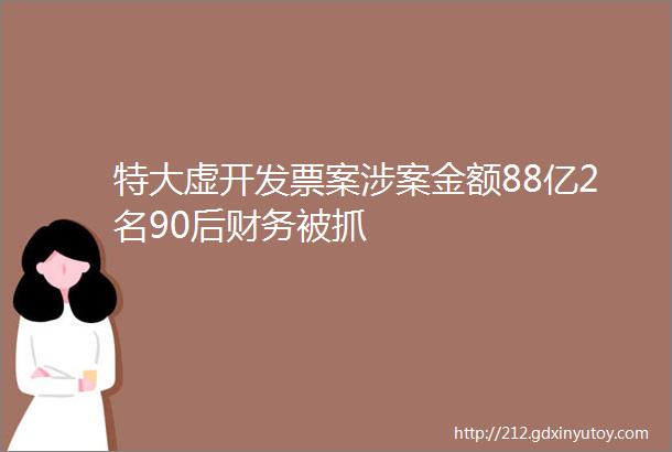 特大虚开发票案涉案金额88亿2名90后财务被抓