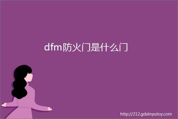 dfm防火门是什么门