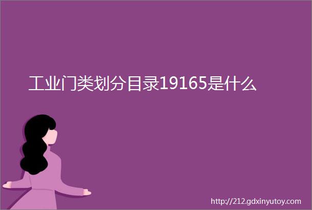 工业门类划分目录19165是什么