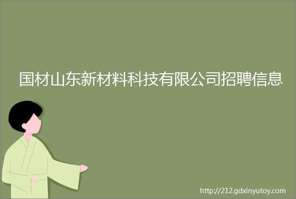 国材山东新材料科技有限公司招聘信息