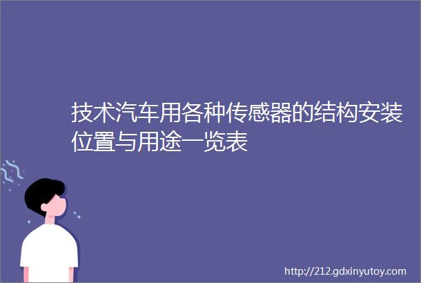 技术汽车用各种传感器的结构安装位置与用途一览表