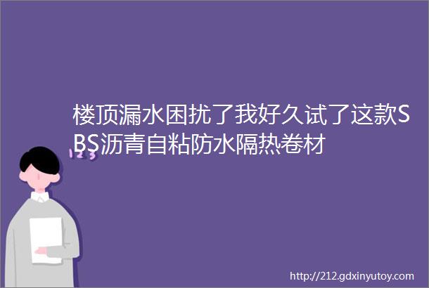 楼顶漏水困扰了我好久试了这款SBS沥青自粘防水隔热卷材